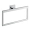 Modern Rectangular Chromed Brass and Cromall Towel Ring