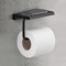 Toilet Paper Holder, Modern, Matte Black, With Shelf