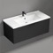 Wall Mounted Black Bathroom Vanity, Modern, 40