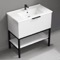 White Bathroom Vanity, Free Standing, Modern, 34