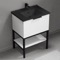 Modern Bathroom Vanity With Black Sink, Floor Standing, 26