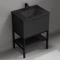 Modern Bathroom Vanity With Black Sink, Free Standing, 26