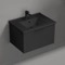 Small Black Wall Mounted Bathroom Vanity, Modern, 26
