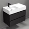 Modern Bathroom Vanity, Black, Wall Mounted, 32