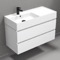 Wall Mounted Bathroom Vanity, Modern, 40