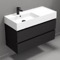 Black Bathroom Vanity, Floating, Modern, 39