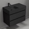 Black Wall Mounted Bathroom Vanity, Modern, 32
