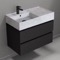 Wall Mounted Black Bathroom Vanity, Modern, 32