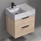 Modern Bathroom Vanity With Marble Design Sink, Small, Floating, 24