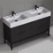 Modern Black Double Bathroom Vanity, 56