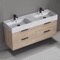 Double Floating Bathroom Vanity, Modern, 56