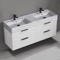 Double Floating Bathroom Vanity, Modern, 56