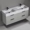 Double Floating Bathroom Vanity, Modern, 56
