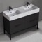 Modern Black Double Bathroom Vanity, 48