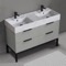 Double Bathroom Vanity With Marble Design Sink, Free Standing, 48