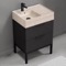 Modern Small Black Bathroom Vanity, 24