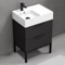 Modern Small Black Bathroom Vanity, 24