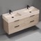 Double Floating Bathroom Vanity, Modern, 56
