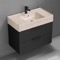 Floating Black Bathroom Vanity, Modern, 32