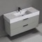 Modern Bathroom Vanity With Marble Design Sink, Wall Mounted, 48