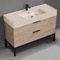 Modern Bathroom Vanity With Beige Travertine Design Sink, Free Standing, 48