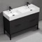 Modern Black Double Bathroom Vanity, 48