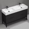 Modern Black Double Bathroom Vanity, 56