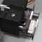 Floating Small Black Bathroom Vanity, Modern, 24