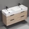 Double Floating Bathroom Vanity, Modern, 48