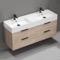 Double Floating Bathroom Vanity, Modern, 56