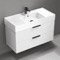 White Floating Bathroom Vanity, Modern, 40