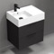 Black Bathroom Vanity, Modern, Wall Mounted, 24