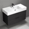 Black Bathroom Vanity, Floating, Modern, 40