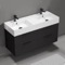 Double Floating Black Bathroom Vanity, Modern, 48