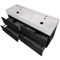 Double Floating Black Bathroom Vanity, Modern, 56