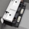 Double Floating Black Bathroom Vanity, Modern, 56