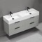Double Floating Bathroom Vanity, Modern, 56