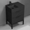 Modern Bathroom Vanity With Black Sink, Free Standing, 24