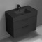 Black Floating Bathroom Vanity, Modern, 32