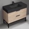 Modern Bathroom Vanity With Black Sink, Floor Standing, 40