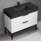 Modern Bathroom Vanity With Black Sink, 40