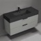 Modern Bathroom Vanity With Black Sink, Wall Mounted, 48