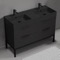 Black Double Modern Bathroom Vanity, 48