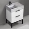 Small Bathroom Vanity With Marble Design Sink, Floor Standing, 24