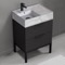 Modern Small Black Bathroom Vanity, 24
