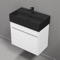 Small Bathroom Vanity With Black Sink, Floating, Modern, 24