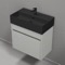 Small Bathroom Vanity With Black Sink, Wall Mount, Modern, 24