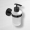 Soap Dispenser, Matte Black, Wall Mounted, Frosted Glass