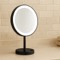 Black Round Countertop Lighted 10x Makeup Mirror