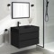Black Wall Mounted Bathroom Vanity, Modern, 32